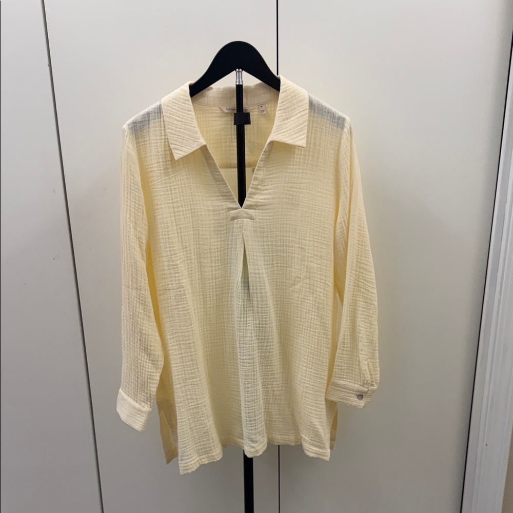 Soft Surroundings Cream Gauze Tunic Top